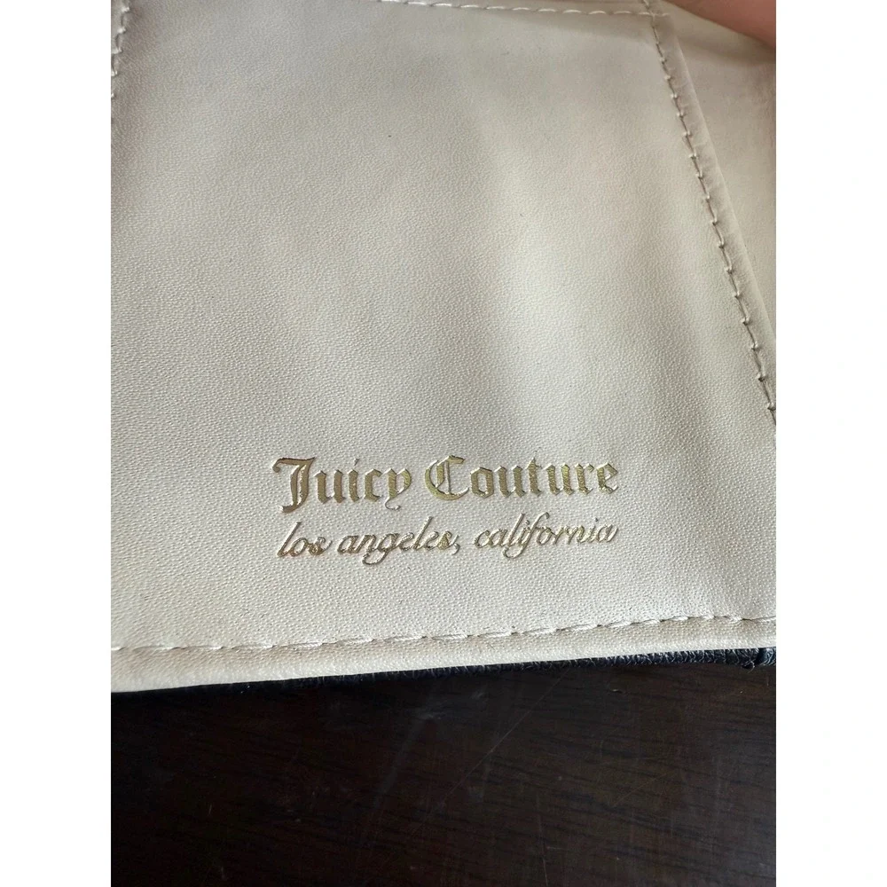 Juicy Couture Wallet Women's Black Quilted‎ Heart Trifold Charm NWT